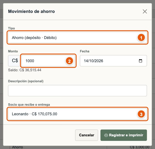 Ventana de movimiento de ahorro